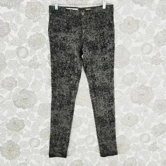 Pilcro and the Letterpress Pants - Anthropologie Pilcro Serif Velvet Printed Skinny Pants Women's 25